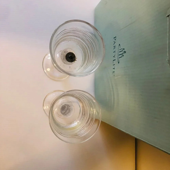 PartyLite Clear Lined Stemmed Trio P90597 in Original Box - Picture 3 of 4